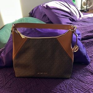 Michael Kors tan and brown satchel purse